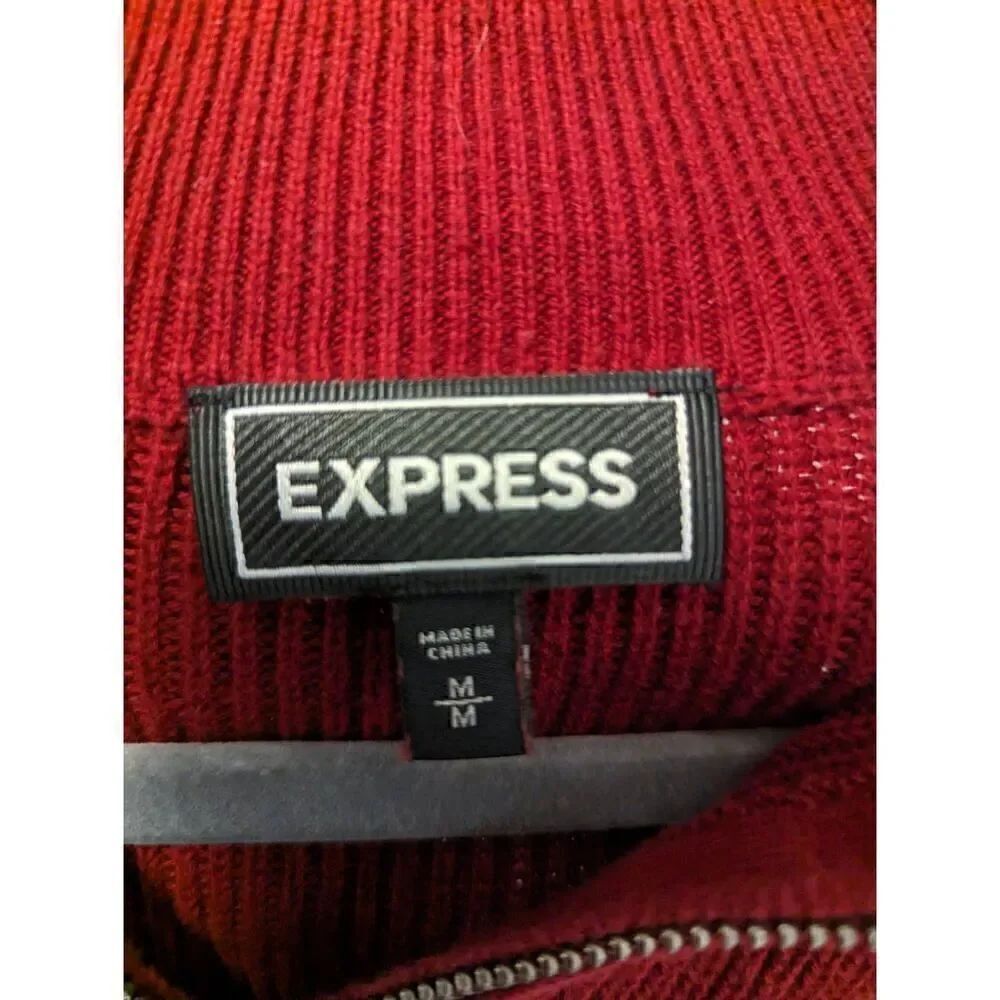 Express Maroon 1/4 Zip Knit Sweater - Picture 4 of 6